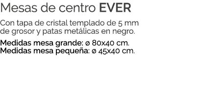 Mesas de centro EVER Con tapa de cristal templado de 5 mm de grosor y patas met licas en negro. Medidas mesa grande: ...