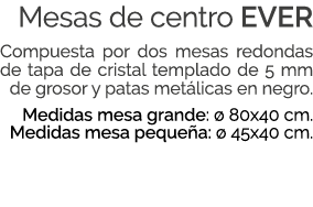 Mesas de centro EVER Compuesta por dos mesas redondas de tapa de cristal templado de 5 mm de grosor y patas met licas...