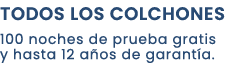 TODOS LOS COLCHONES 100 noches de prueba gratis y hasta 12 a os de garant a.