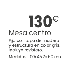 Mesa centro Fija con tapa de madera y estructura en color gris. Incluye revistero. Medidas: 100x45,7x 60 cm.,130