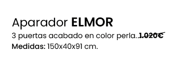 Aparador ELMOR 3 puertas acabado en color perla. 1.020€ Medidas: 150x40x91 cm