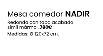 Mesa comedor NADIR Redonda con tapa acabado s mil m rmol. 780€ Medidas:  120x72 cm
